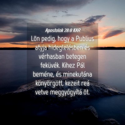 Picture 04 - Apostolok 28:8 KAR - Lõn pedig, hogy a Publius atyja hideglelésben - Bible Verse Picture