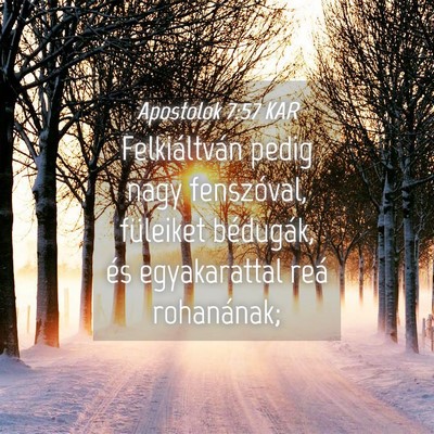 Picture 04 - Apostolok 7:57 KAR - Felkiáltván pedig nagy fenszóval, füleiket - Bible Verse Picture