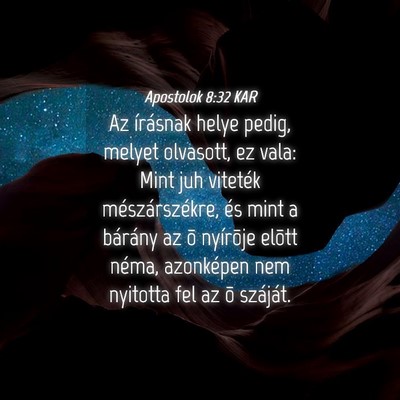 Picture 04 - Apostolok 8:32 KAR - Az írásnak helye pedig, melyet olvasott, ez - Bible Verse Picture