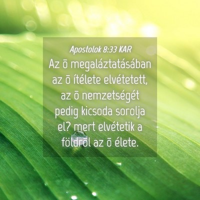 Picture 04 - Apostolok 8:33 KAR - Az õ megaláztatásában az õ ítélete - Bible Verse Picture