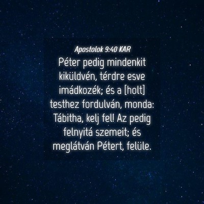 Picture 04 - Apostolok 9:40 KAR - Péter pedig mindenkit kiküldvén, térdre esve - Bible Verse Picture
