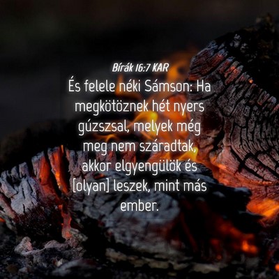 Picture 04 - Bírák 16:7 KAR - És felele néki Sámson: Ha megkötöznek hét - Bible Verse Picture