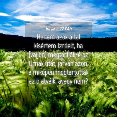 Picture 04 - Bírák 2:22 KAR - Hanem azok által kísértem Izráelt, ha - Bible Verse Picture