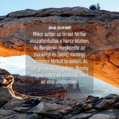Picture 04 - Bírák 20:39 KAR - Mikor aztán az Izráel férfiai visszafordultak - Bible Verse Picture