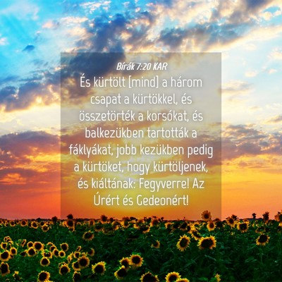 Picture 04 - Bírák 7:20 KAR - És kürtölt [mind] a három csapat a - Bible Verse Picture