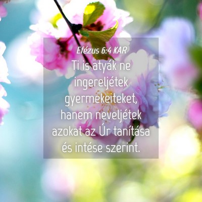 Picture 04 - Efézus 6:4 KAR - Ti is atyák ne ingereljétek gyermekeiteket, - Bible Verse Picture