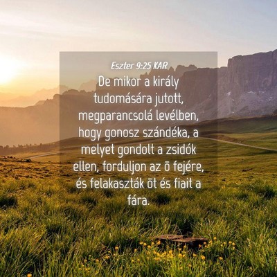 Picture 04 - Eszter 9:25 KAR - De mikor a király tudomására jutott, - Bible Verse Picture