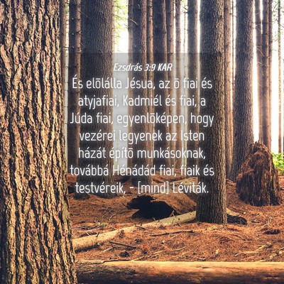 Picture 04 - Ezsdrás 3:9 KAR - És elõlálla Jésua, az õ fiai és atyjafiai, - Bible Verse Picture