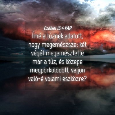 Picture 04 - Ezékiel 15:4 KAR - Ímé a tûznek adatott, hogy megemészsze; két - Bible Verse Picture