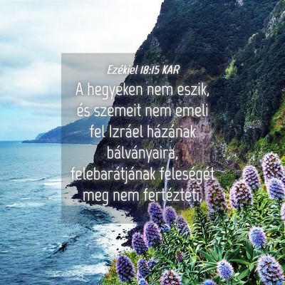 Picture 04 - Ezékiel 18:15 KAR - A hegyeken nem eszik, és szemeit nem emeli fel - Bible Verse Picture