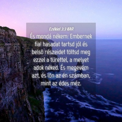 Picture 04 - Ezékiel 3:3 KAR - És mondá nékem: Embernek fia! hasadat tartsd - Bible Verse Picture