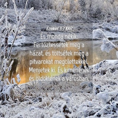 Picture 04 - Ezékiel 9:7 KAR - És mondá nékik: Fertõztessétek meg a házat, - Bible Verse Picture