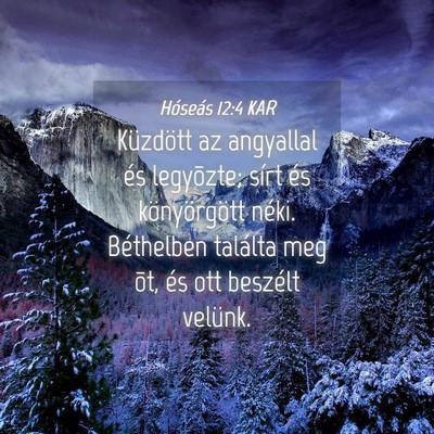 Picture 04 - Hóseás 12:4 KAR - Küzdött az angyallal és legyõzte; sírt és - Bible Verse Picture