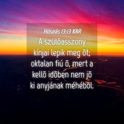 Picture 04 - Hóseás 13:13 KAR - A szülõasszony kínjai lepik meg õt; oktalan - Bible Verse Picture