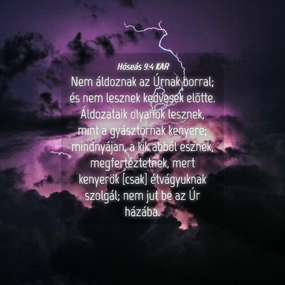 Picture 04 - Hóseás 9:4 KAR - Nem áldoznak az Úrnak borral; és nem lesznek - Bible Verse Picture