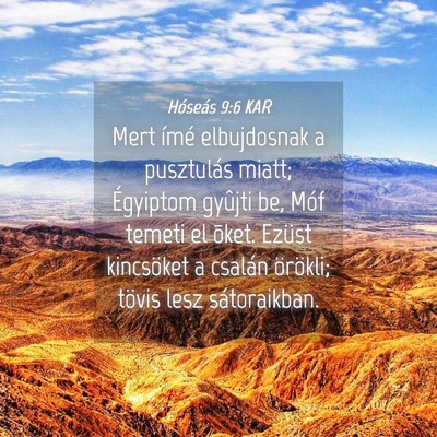 Picture 04 - Hóseás 9:6 KAR - Mert ímé elbujdosnak a pusztulás miatt; - Bible Verse Picture