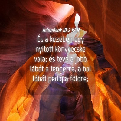 Picture 04 - Jelenések 10:2 KAR - És a kezében egy nyitott könyvecske vala; és - Bible Verse Picture
