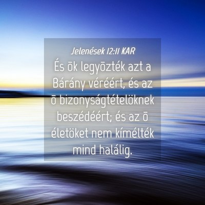 Picture 04 - Jelenések 12:11 KAR - És õk legyõzték azt a Bárány véréért, - Bible Verse Picture