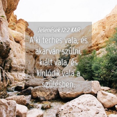 Picture 04 - Jelenések 12:2 KAR - A ki terhes vala, és akarván szûlni, kiált - Bible Verse Picture