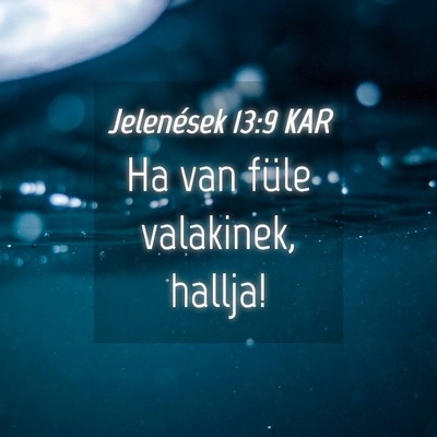 Picture 04 - Jelenések 13:9 KAR - Ha van füle valakinek, - Bible Verse Picture