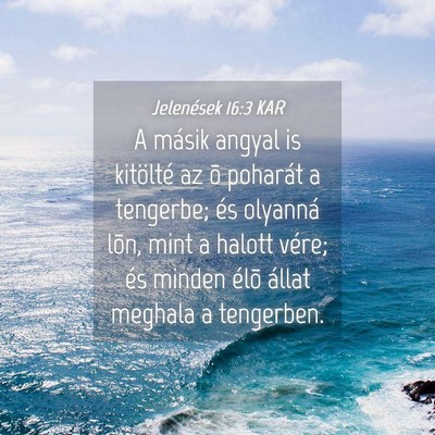 Picture 04 - Jelenések 16:3 KAR - A másik angyal is kitölté az õ poharát a - Bible Verse Picture
