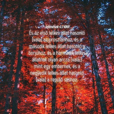 Picture 04 - Jelenések 4:7 KAR - És az elsõ lelkes állat hasonló [vala] az - Bible Verse Picture