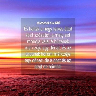 Picture 04 - Jelenések 6:6 KAR - És hallék a négy lelkes állat közt - Bible Verse Picture