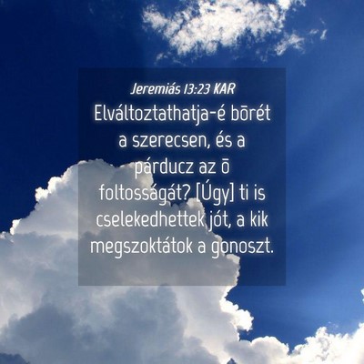 Picture 04 - Jeremiás 13:23 KAR - Elváltoztathatja-é bõrét a szerecsen, és a - Bible Verse Picture