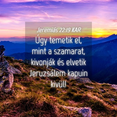 Picture 04 - Jeremiás 22:19 KAR - Úgy temetik el, mint a szamarat, kivonják és - Bible Verse Picture