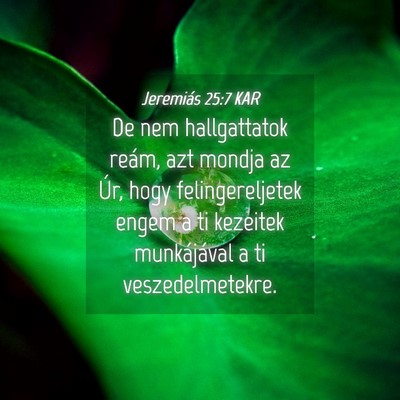 Picture 04 - Jeremiás 25:7 KAR - De nem hallgattatok reám, azt mondja az Úr, - Bible Verse Picture