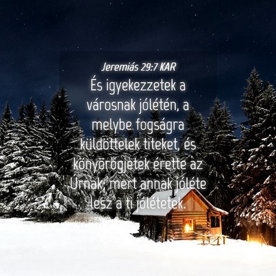 Picture 04 - Jeremiás 29:7 KAR - És igyekezzetek a városnak jólétén, a melybe - Bible Verse Picture