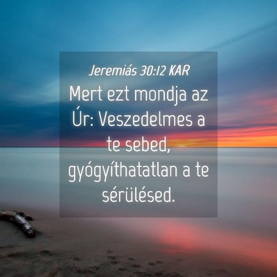 Picture 04 - Jeremiás 30:12 KAR - Mert ezt mondja az Úr: Veszedelmes a te sebed, - Bible Verse Picture