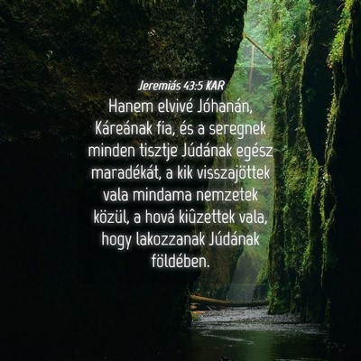 Picture 04 - Jeremiás 43:5 KAR - Hanem elvivé Jóhanán, Káreának fia, és a - Bible Verse Picture