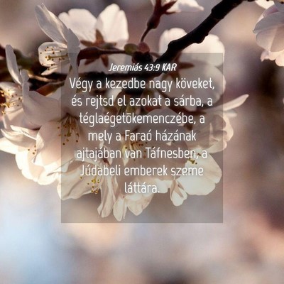 Picture 04 - Jeremiás 43:9 KAR - Végy a kezedbe nagy köveket, és rejtsd el - Bible Verse Picture
