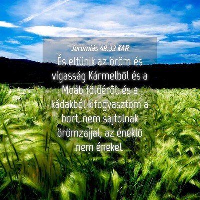 Picture 04 - Jeremiás 48:33 KAR - És eltünik az öröm és vígasság Kármelbõl - Bible Verse Picture