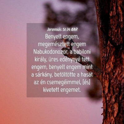 Picture 04 - Jeremiás 51:34 KAR - Benyelt engem, megemésztett engem Nabukodonozor, - Bible Verse Picture