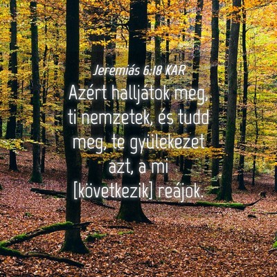 Picture 04 - Jeremiás 6:18 KAR - Azért halljátok meg, ti nemzetek, és tudd meg, - Bible Verse Picture
