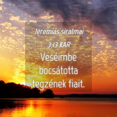Picture 04 - Jeremiás siralmai 3:13 KAR - Veséimbe bocsátotta tegzének - Bible Verse Picture