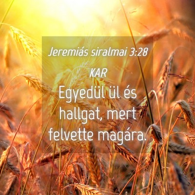 Picture 04 - Jeremiás siralmai 3:28 KAR - Egyedül ül és hallgat, mert felvette - Bible Verse Picture