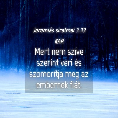 Picture 04 - Jeremiás siralmai 3:33 KAR - Mert nem szíve szerint veri és szomorítja meg - Bible Verse Picture