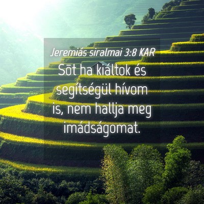 Picture 04 - Jeremiás siralmai 3:8 KAR - Sõt ha kiáltok és segítségül hívom is, nem - Bible Verse Picture