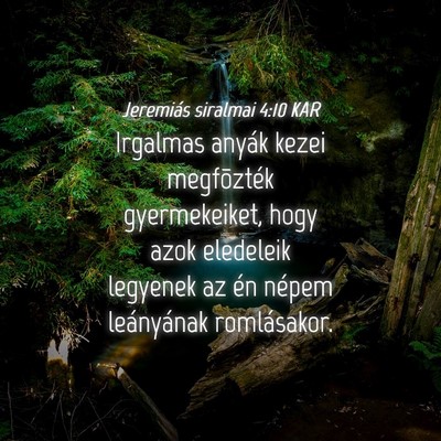 Picture 04 - Jeremiás siralmai 4:10 KAR - Irgalmas anyák kezei megfõzték gyermekeiket, - Bible Verse Picture