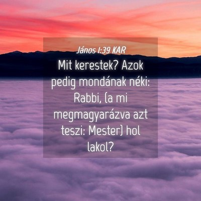 Picture 04 - János 1:39 KAR - Mit kerestek? Azok pedig mondának néki: Rabbi, - Bible Verse Picture