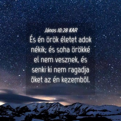 Picture 04 - János 10:28 KAR - És én örök életet adok nékik; és soha - Bible Verse Picture