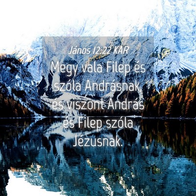 Picture 04 - János 12:22 KAR - Megy vala Filep és szóla Andrásnak, és - Bible Verse Picture