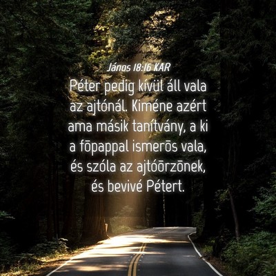 Picture 04 - János 18:16 KAR - Péter pedig kívül áll vala az ajtónál. - Bible Verse Picture