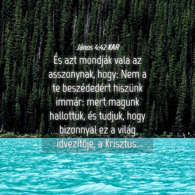 Picture 04 - János 4:42 KAR - És azt mondják vala az asszonynak, hogy: Nem a - Bible Verse Picture