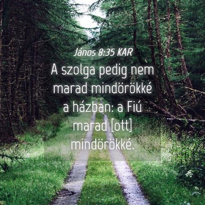 Picture 04 - János 8:35 KAR - A szolga pedig nem marad mindörökké a házban: - Bible Verse Picture