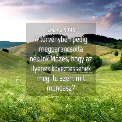 Picture 04 - János 8:5 KAR - A törvényben pedig megparancsolta nékünk - Bible Verse Picture