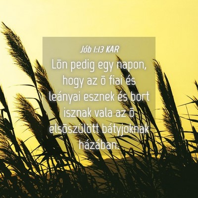 Picture 04 - Jób 1:13 KAR - Lõn pedig egy napon, hogy az õ fiai és - Bible Verse Picture